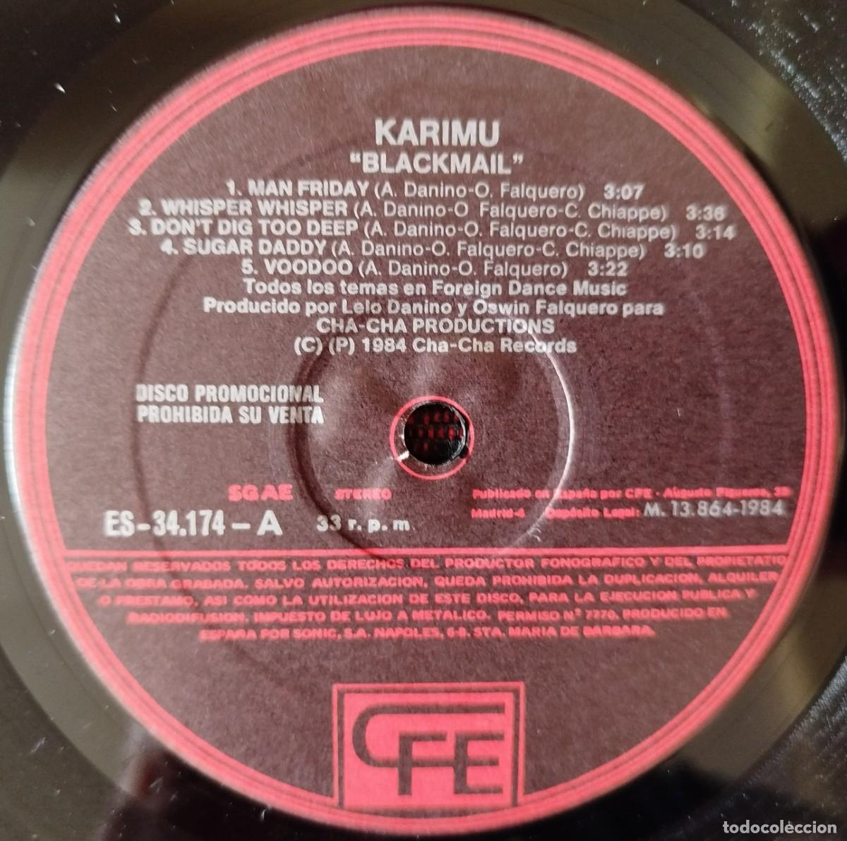 Discos de vinilo: KARIMU ** Blackmail ** VINILO LP 1984 - Foto 3