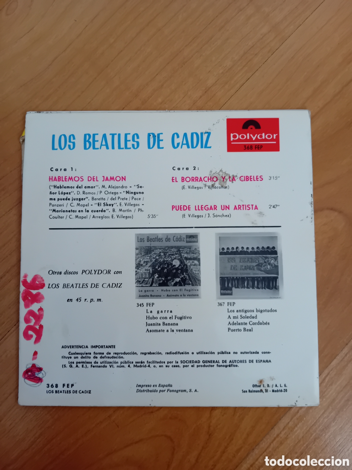 Discos de vinilo: LOS BEATLES DE CADIZ. HABLEMOS DEL JAMON - Foto 2