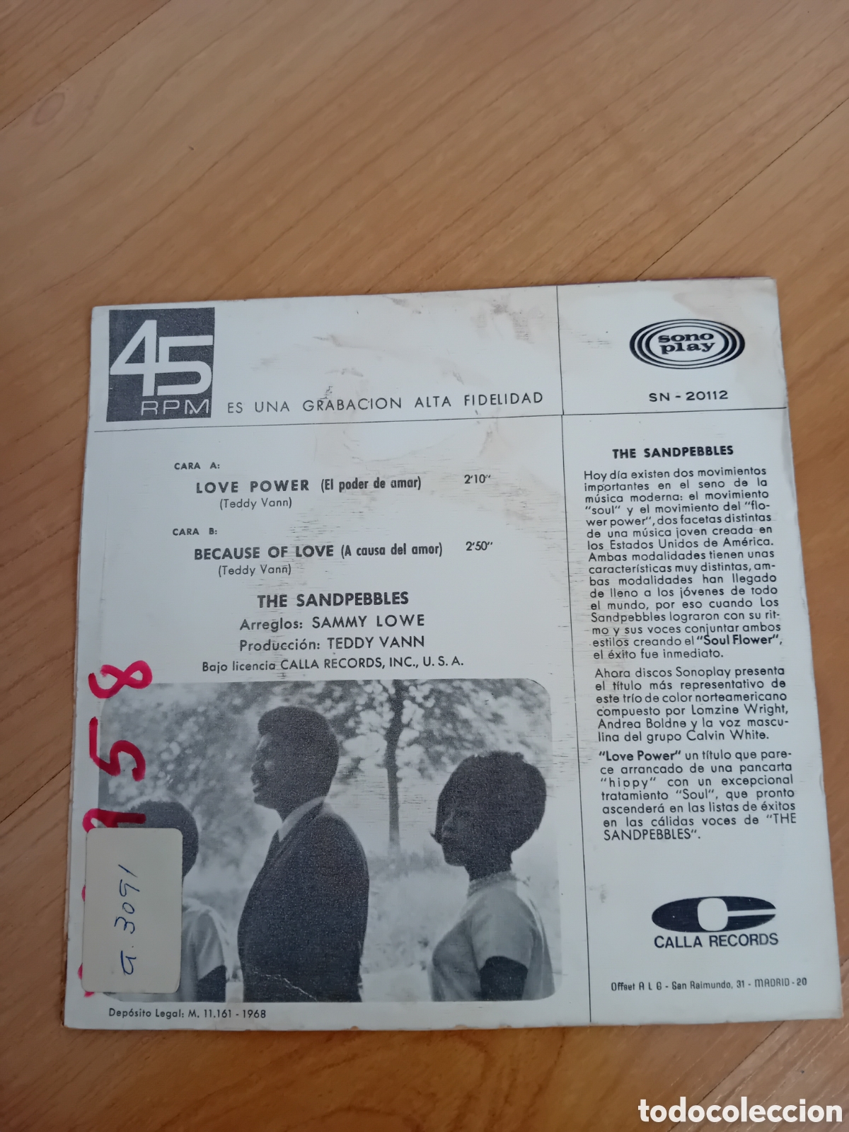 Discos de vinilo: THE SANDPEBBLES. LOVE POWER - Foto 2