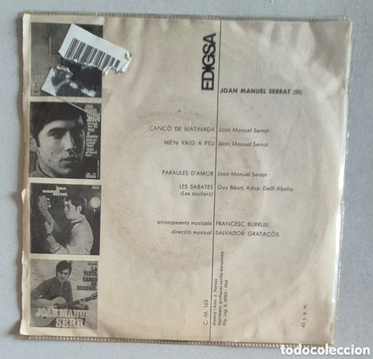 Discos de vinilo: EP - JOAN MANUEL SERRAT - CAN&Ccedil;O DE MATINADA - 1966 - Foto 2