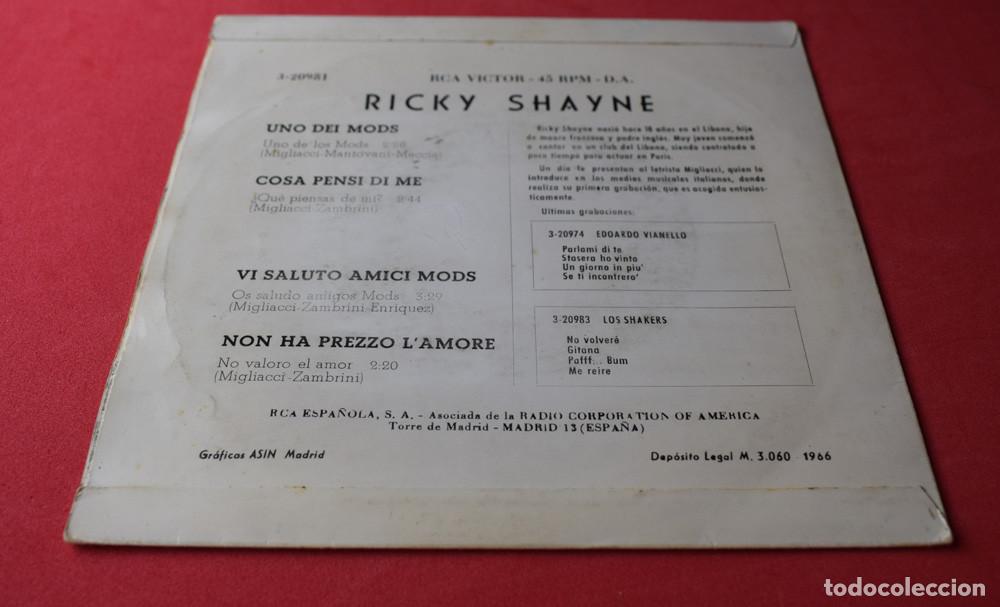 Discos de vinilo: Ricky Shayne &ndash; Uno Dei Mods + 3 - EP RCA 1966 - Foto 3