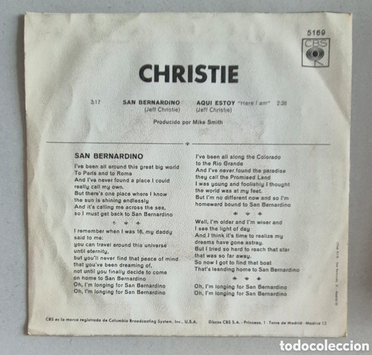 Discos de vinilo: SINGLE - SAN BERNARDINO - 1970 - Foto 2
