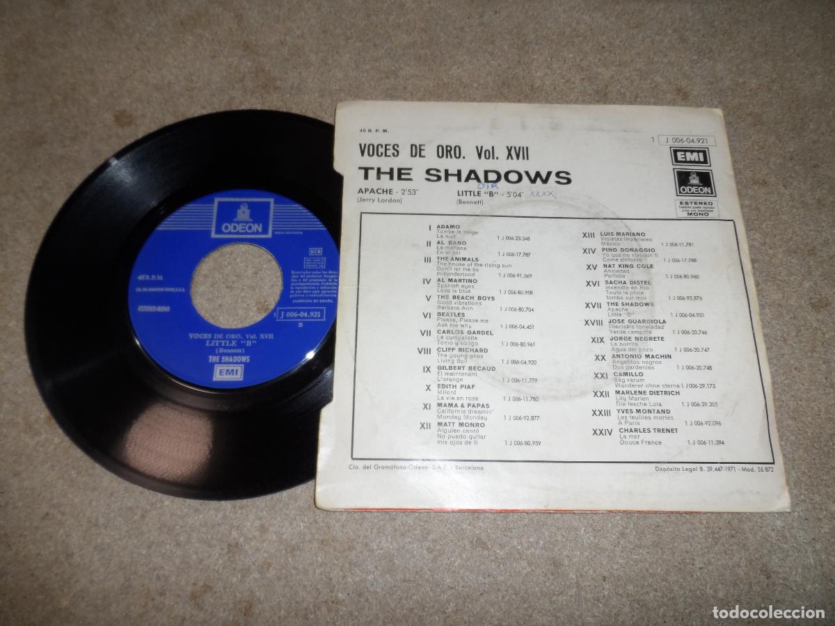 Discos de vinilo: THE SHADOWS (VOCES DE ORO) - APACHE - Foto 2