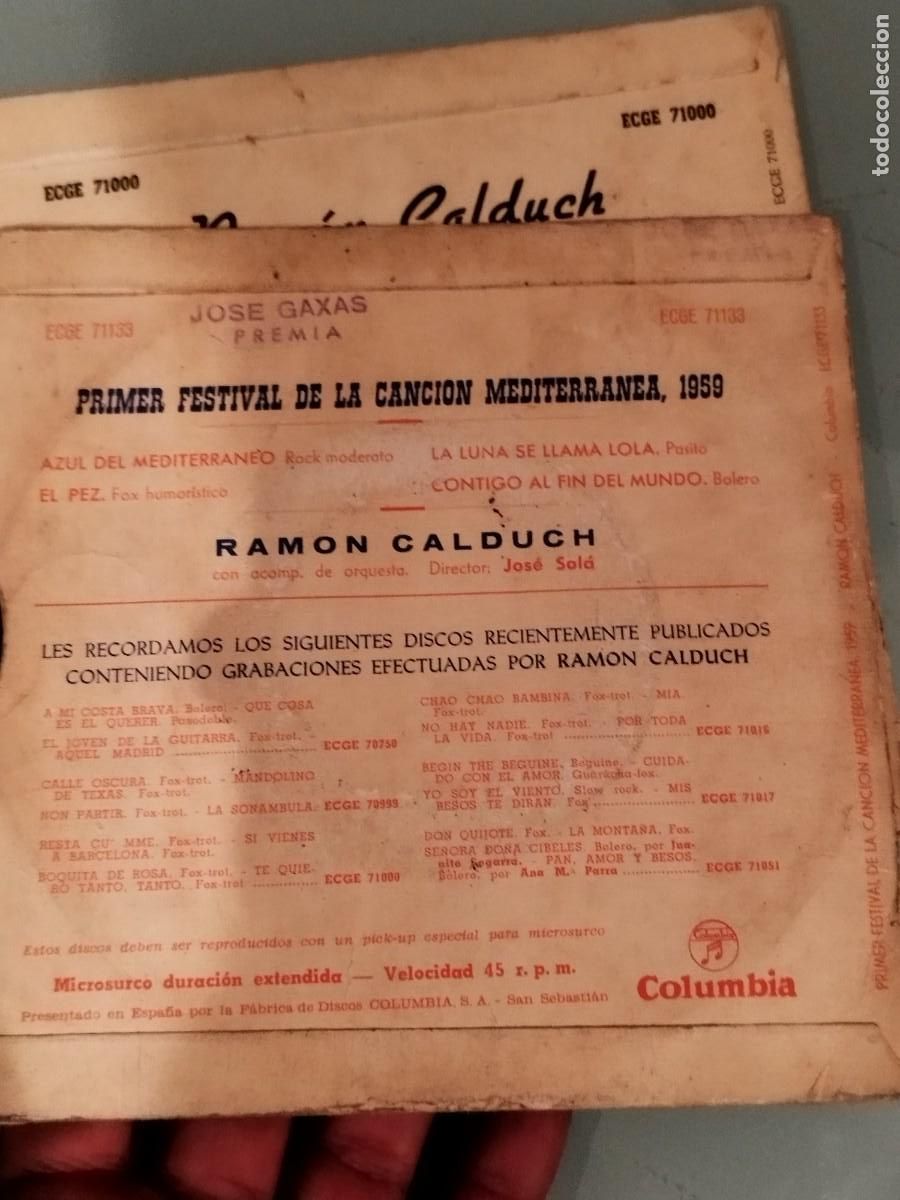 Discos de vinilo: Lote de 2 vinilos de Ram&oacute;n Calduch. Disco 7&rdquo;. - Foto 3