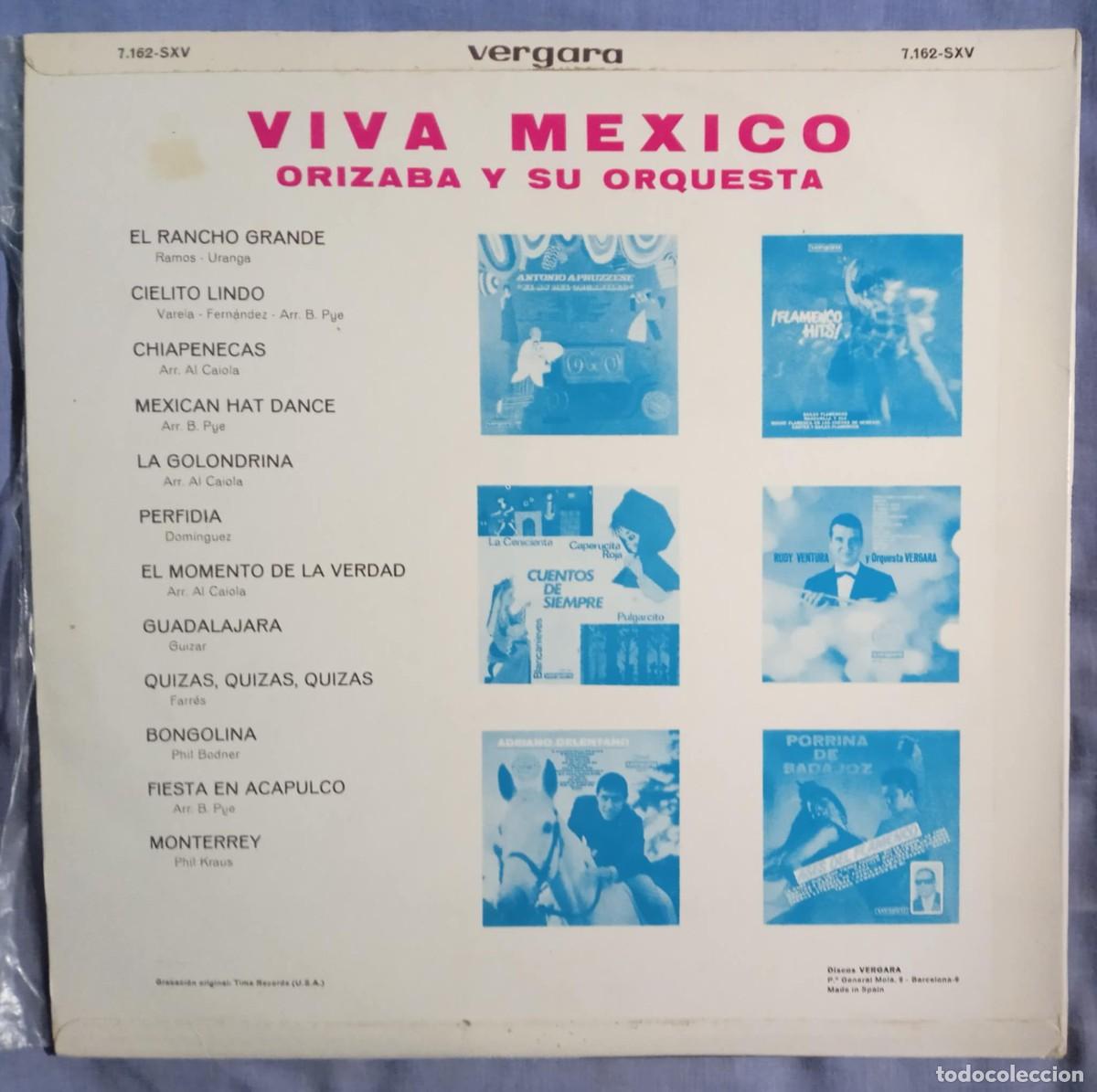 Discos de vinilo: VIVA MEXICO - ORIZABA Y SU ORQUESTA - Foto 2