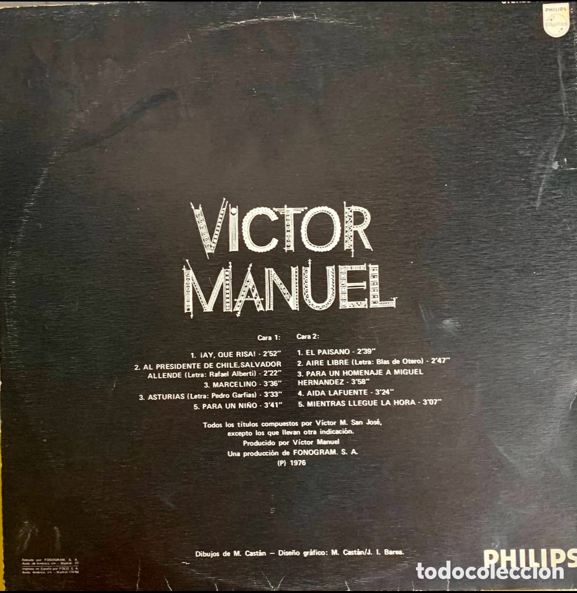 Discos de vinilo: Disco Vinilo LP. V&iacute;ctor Manuel. &ldquo;10&rdquo;. 1976. - Foto 2