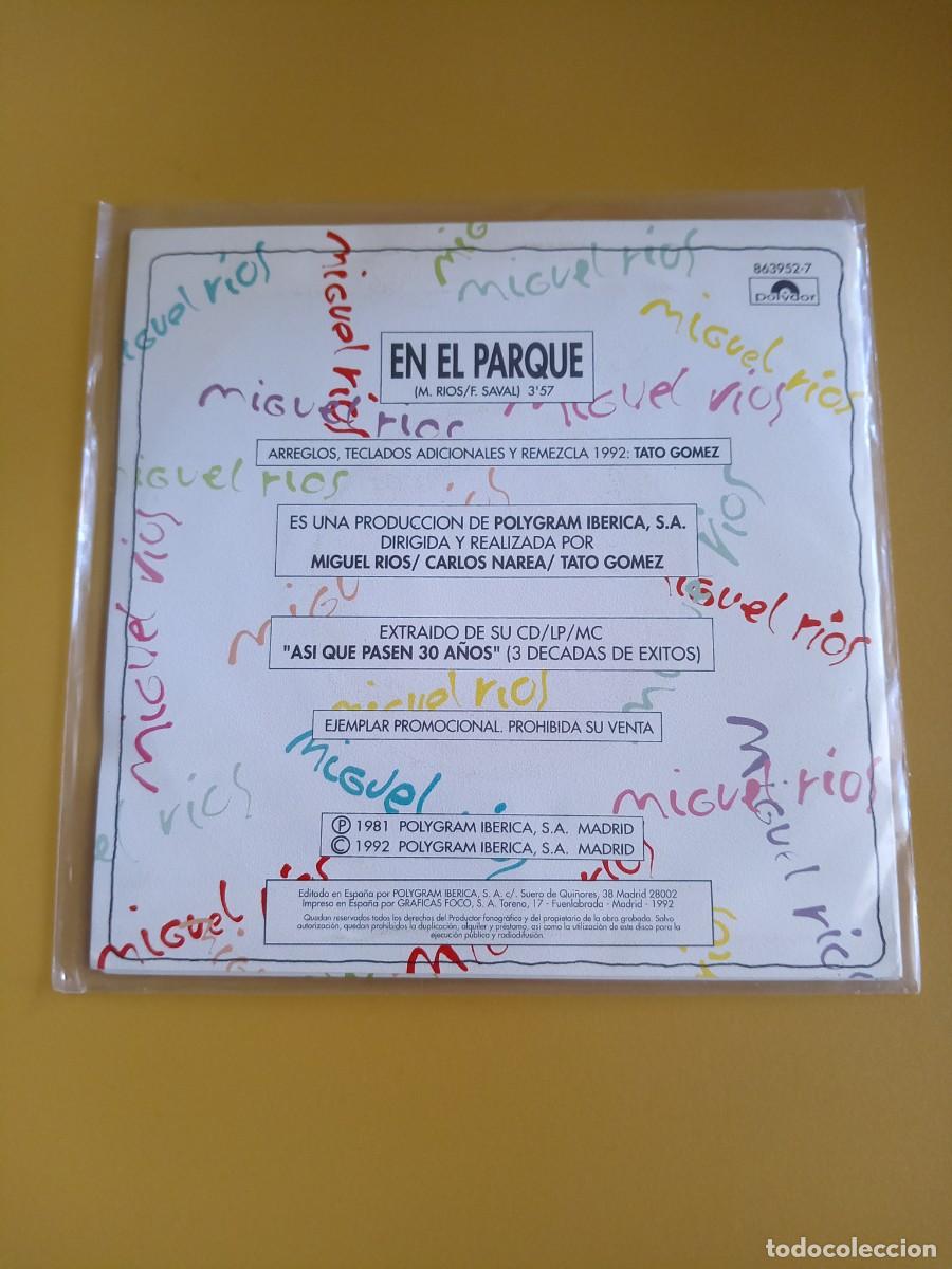Discos de vinilo: Miguel R&iacute;os - En el parque PROMO 1992 - Foto 2