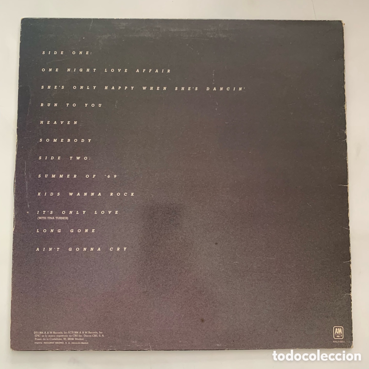 Discos de vinilo: lp Bryan Adams &lrm;&ndash; Reckless edicion espa&ntilde;ola de 1984 - Foto 2