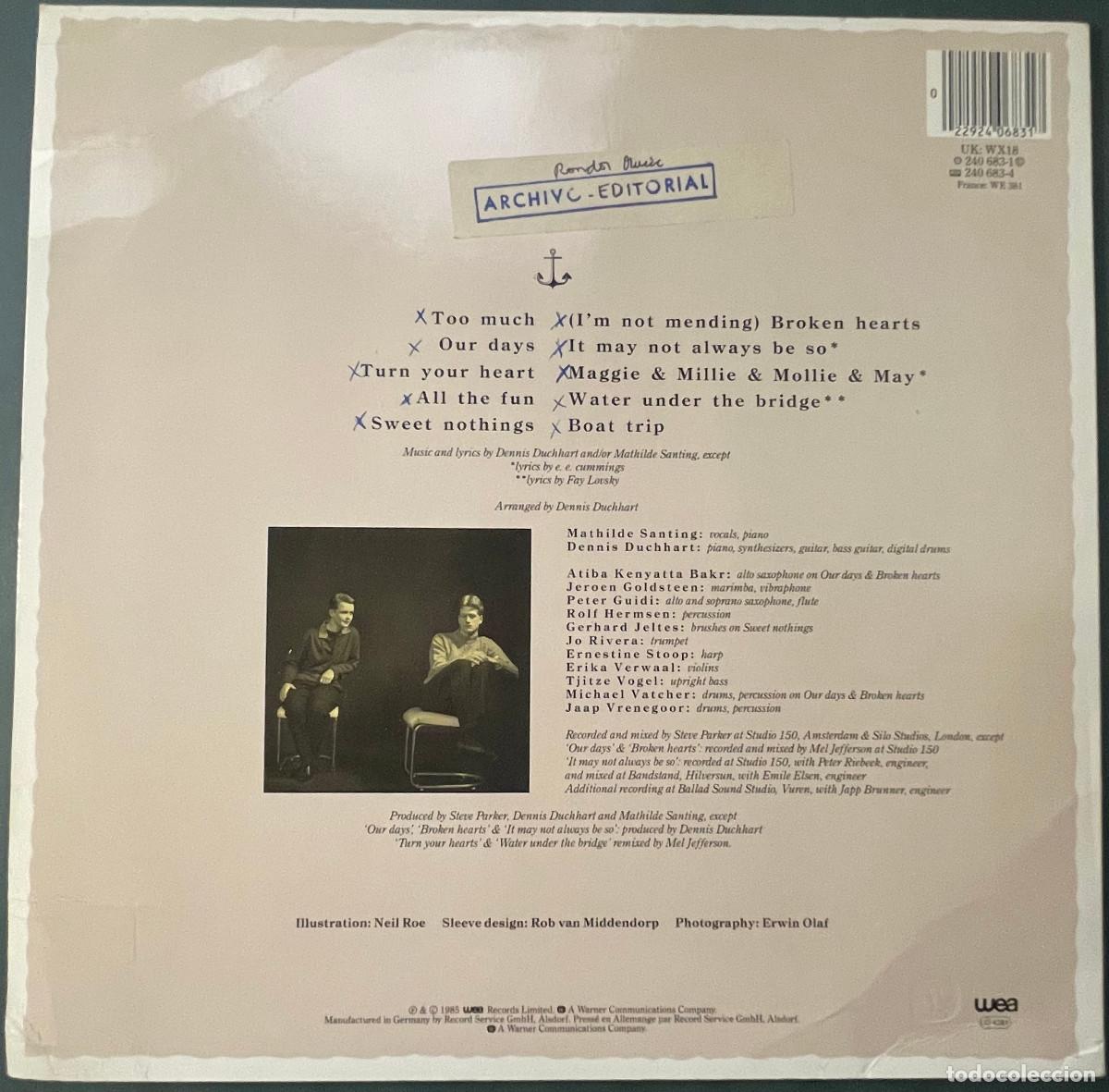 Discos de vinilo: MATHILDE SANTING / WATER UNDER THE BRIDGE (LP WEA 1985) EU - Foto 2