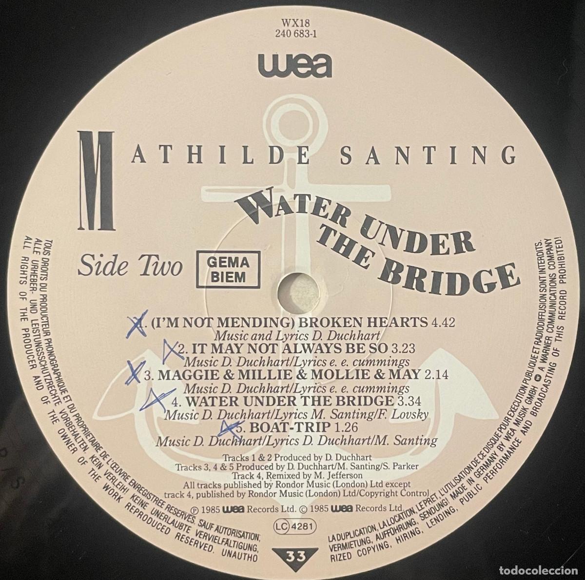 Discos de vinilo: MATHILDE SANTING / WATER UNDER THE BRIDGE (LP WEA 1985) EU - Foto 4