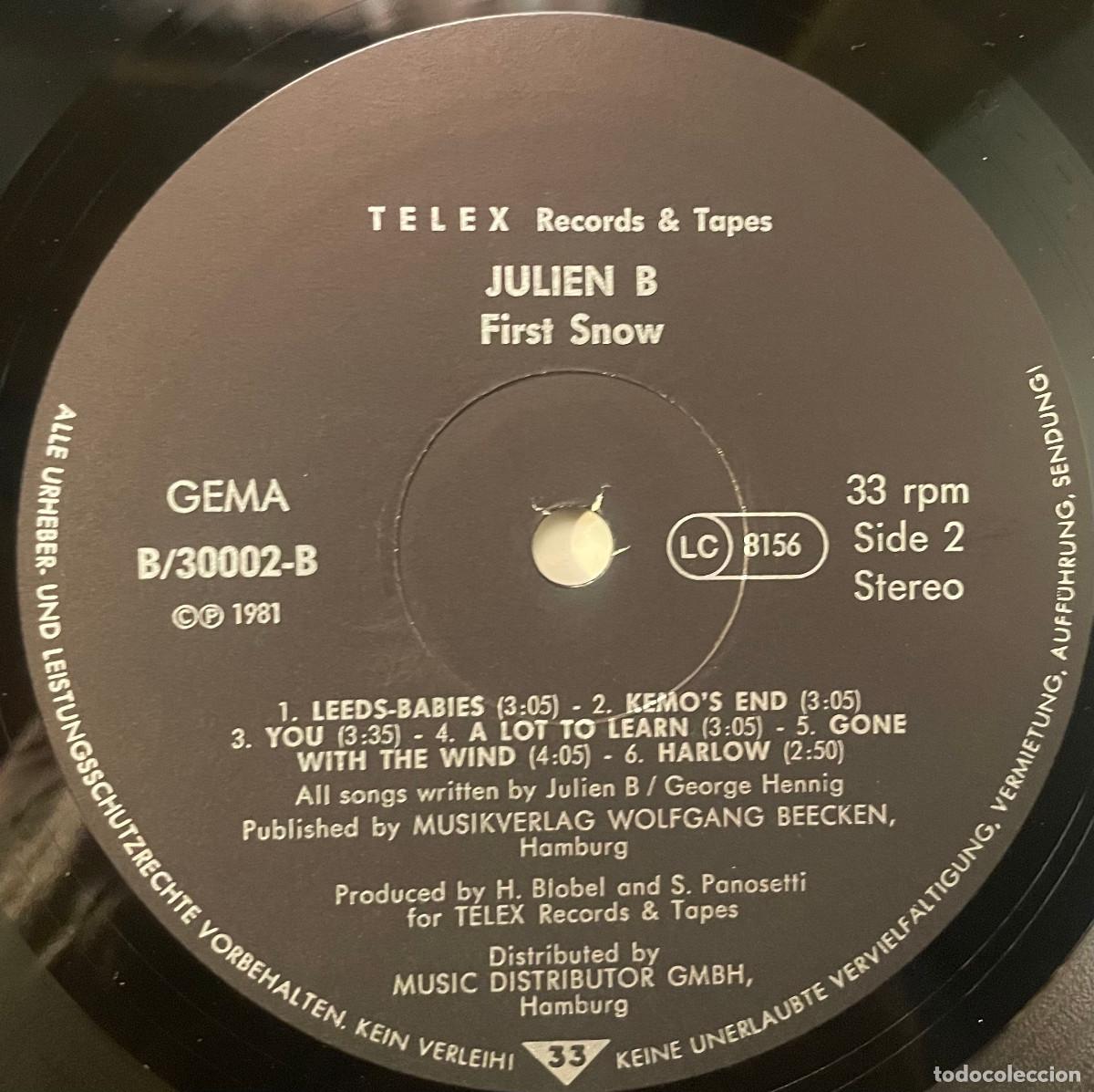 Discos de vinilo: JULIEN B / FIRST SNOW (LP TELEX 1981) GERMANY - Foto 4