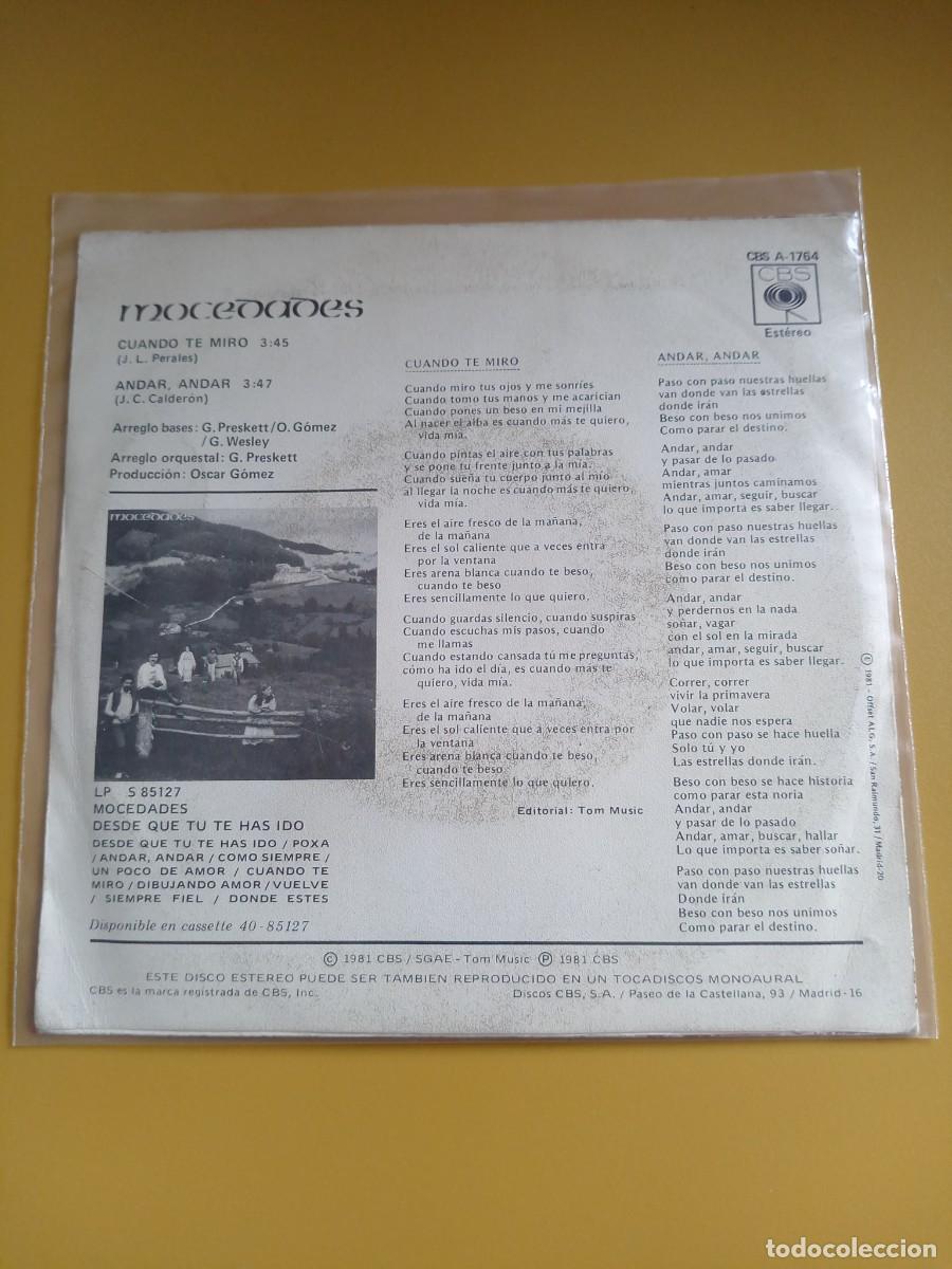 Discos de vinilo: Mocedades - Cuando te miro / Andar, Andar 1981 - Foto 2