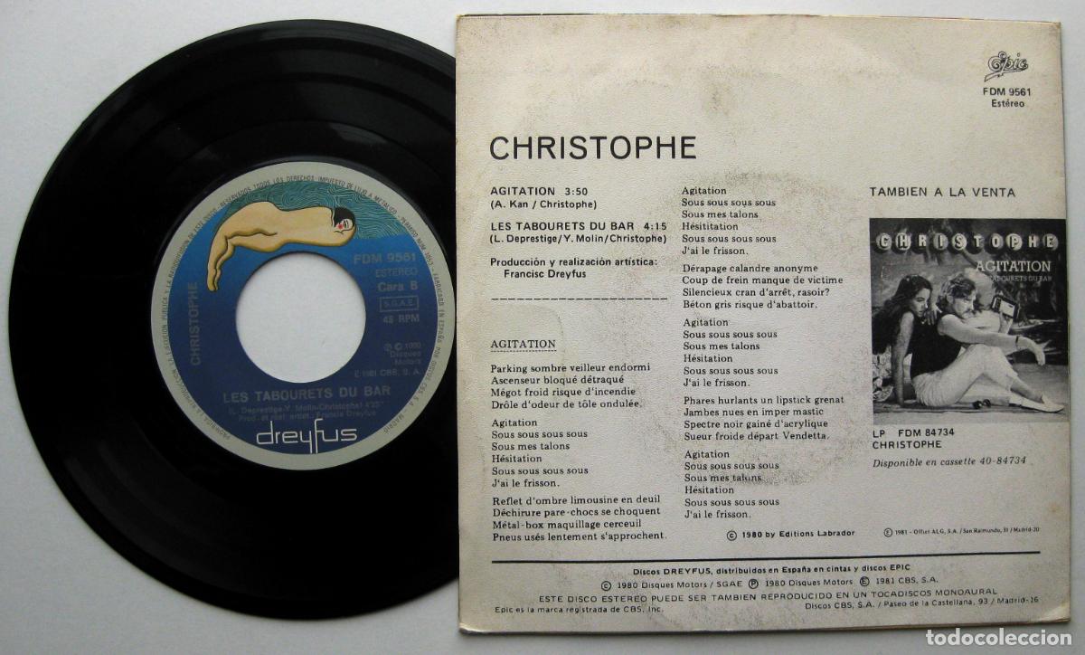 Discos de vinilo: Christophe - Agitation - Single Disques Dreyfus / Epic 1981 BPY - Foto 2