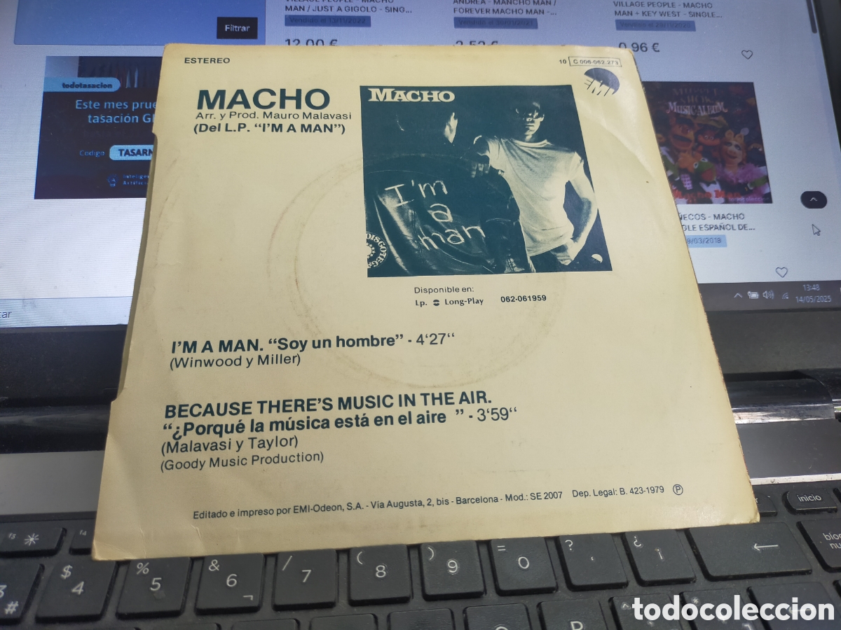 Discos de vinilo: Macho single im a man Espa&ntilde;a 1979 - Foto 2