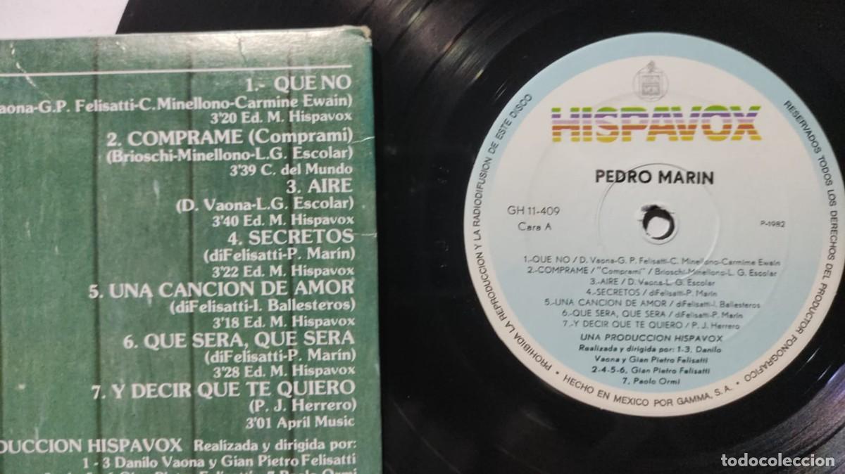 Discos de vinilo: PEDRO MARIN GRANDES EXITOS LP IMPORTADO MEX 1982 - Foto 3