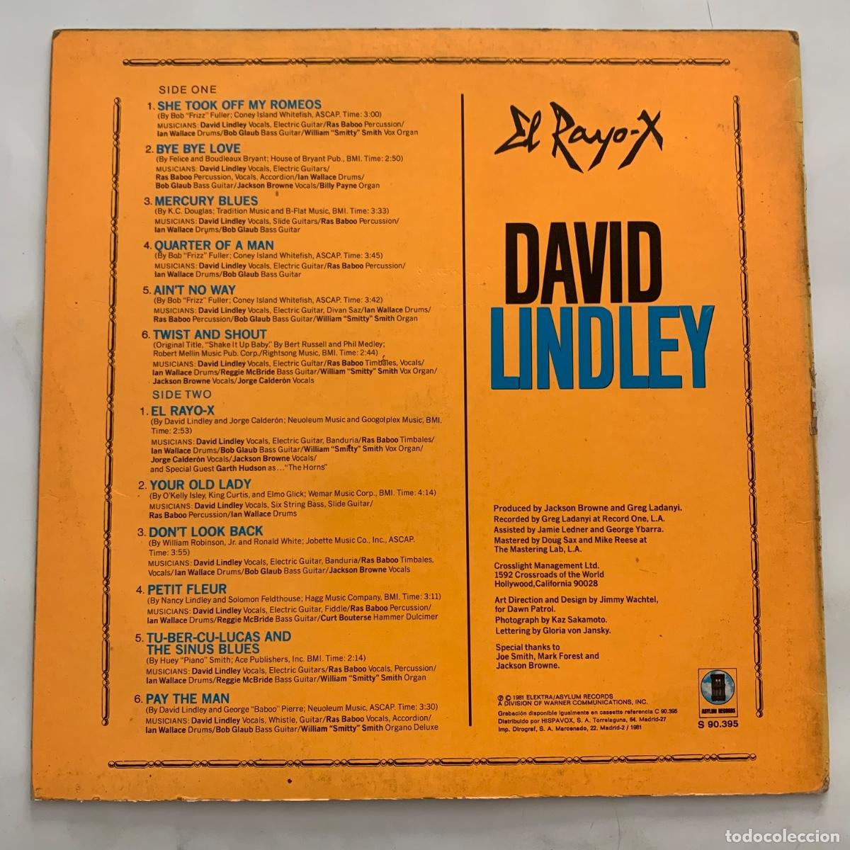 Discos de vinilo: lp David Lindley &lrm;&ndash; El Rayo-X edicion espa&ntilde;ola de 1981 - Foto 2