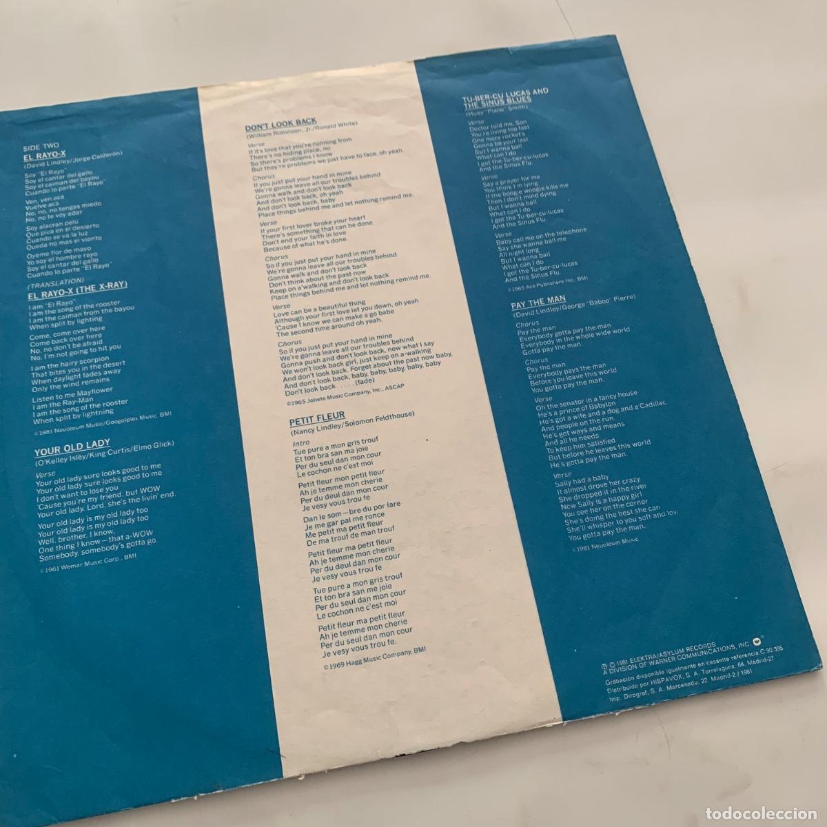 Discos de vinilo: lp David Lindley &lrm;&ndash; El Rayo-X edicion espa&ntilde;ola de 1981 - Foto 3