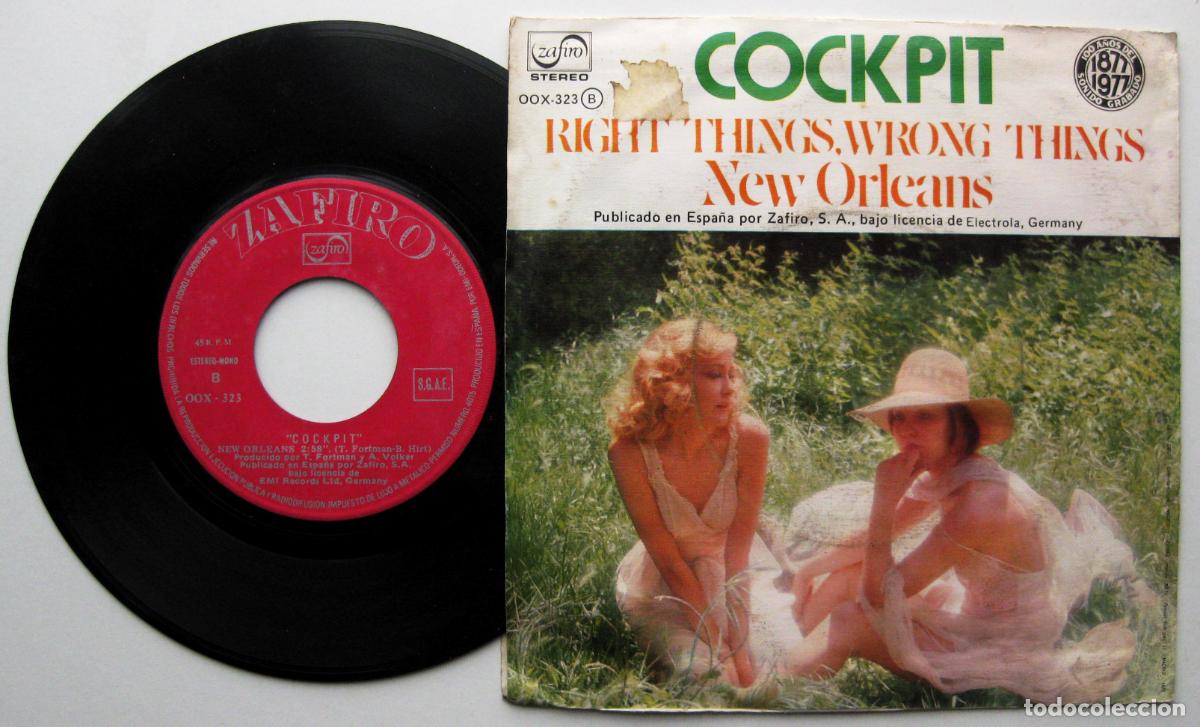 Discos de vinilo: Cockpit - Right Things, Wrong Things / New Orleans - Single Zafiro 1977 BPY - Foto 2