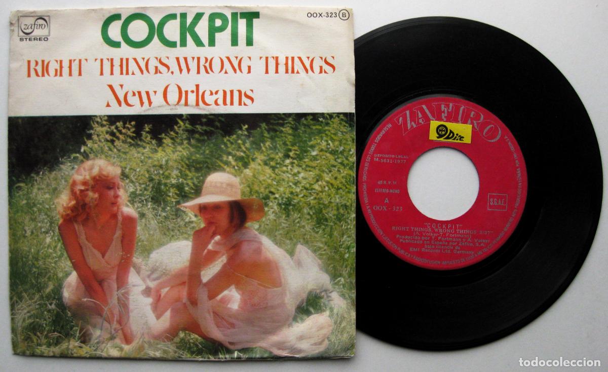 Discos de vinilo: Cockpit - Right Things, Wrong Things / New Orleans - Single Zafiro 1977 BPY - Foto 1