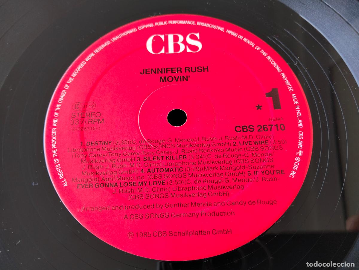Discos de vinilo: DISCO LP, JENNIFER RUSH - MOVIN - Foto 6