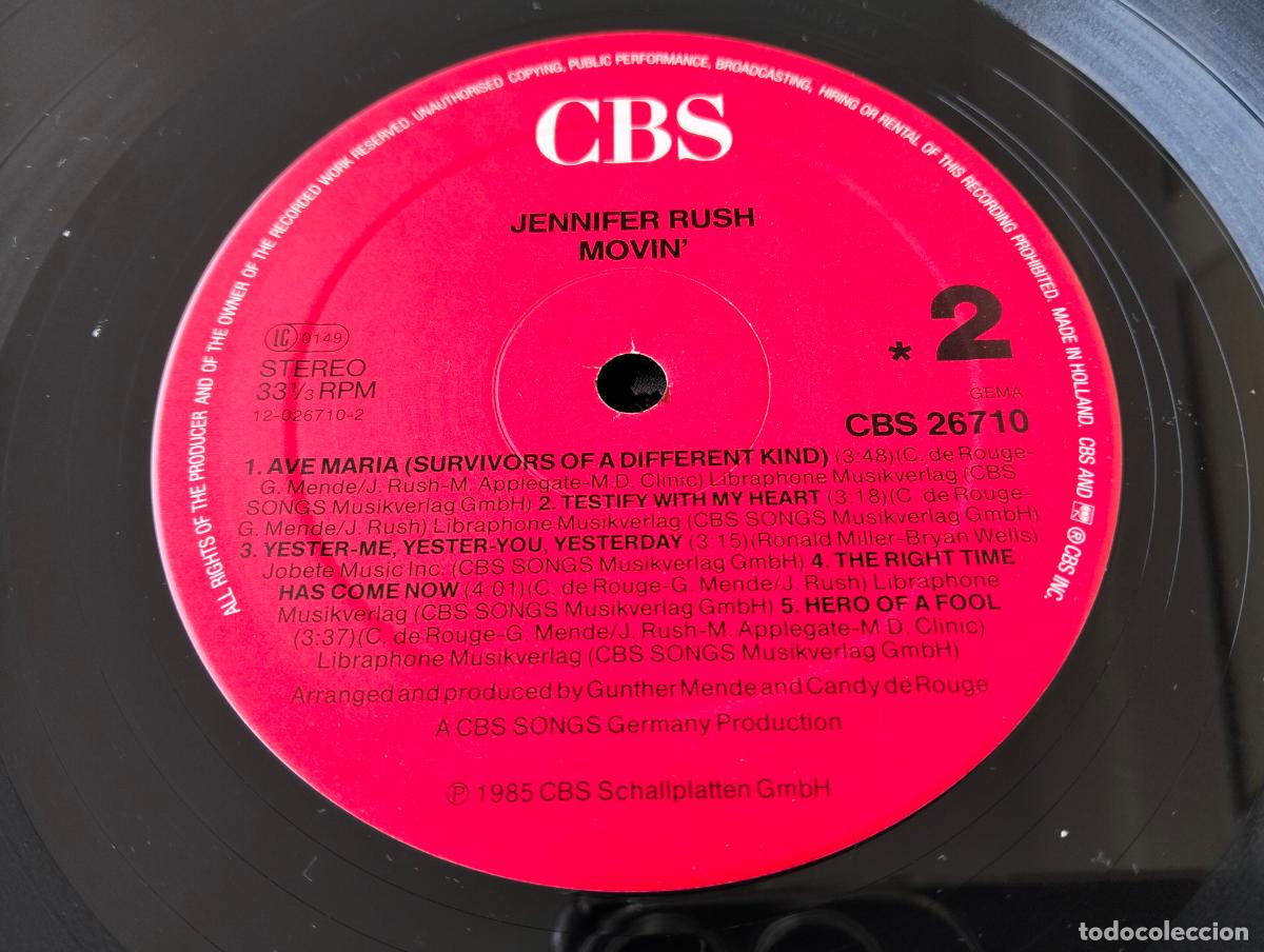 Discos de vinilo: DISCO LP, JENNIFER RUSH - MOVIN - Foto 8