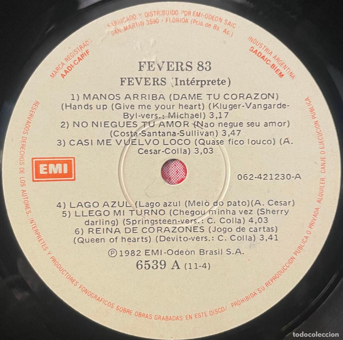 Discos de vinilo: FEVERS / FEVERS 83 (LP EMI 1982) ARGENTINA - Foto 4