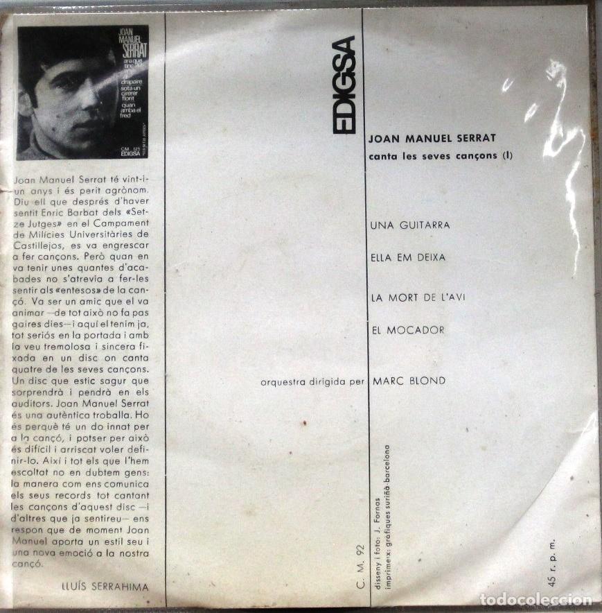 Discos de vinilo: JOAN MANUEL SERRAT - LA MORT DE LAVI - SINGLE - Foto 2