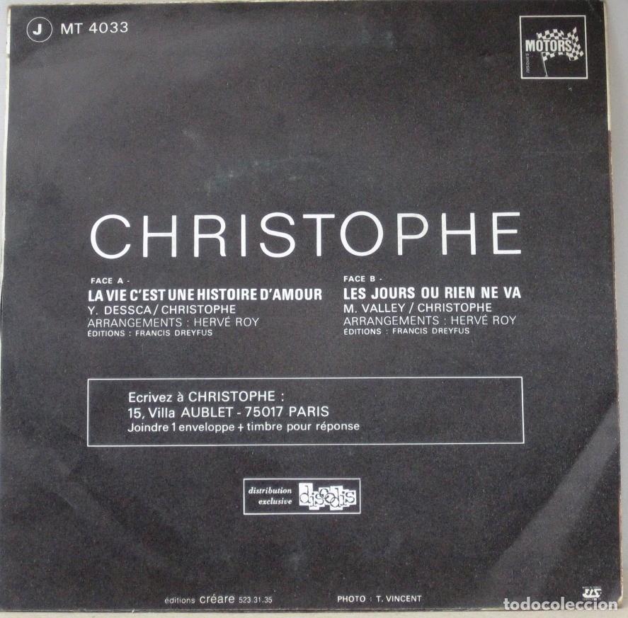 Discos de vinilo: CHRISTOPHE - LA VIE CEST UNE HISTOIRE DAMOUR - SINGLE - Foto 2