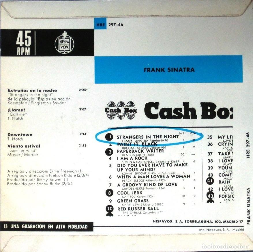 Discos de vinilo: FRANK SINATRA - EXTRA&Ntilde;OS EN LA NOCHE - SINGLE - Foto 2