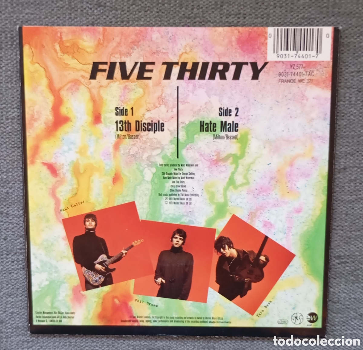 Discos de vinilo: Five Thirty. 13th Disciple/ Hate Male. Single 7&rdquo;, a&ntilde;o 1991. - Foto 2