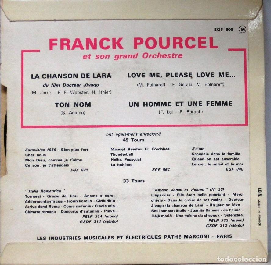 Discos de vinilo: FRANCK POUCEL Y SU GRAN ORQUESTA - LA CHANSON DE LARA - SINGLE - Foto 2