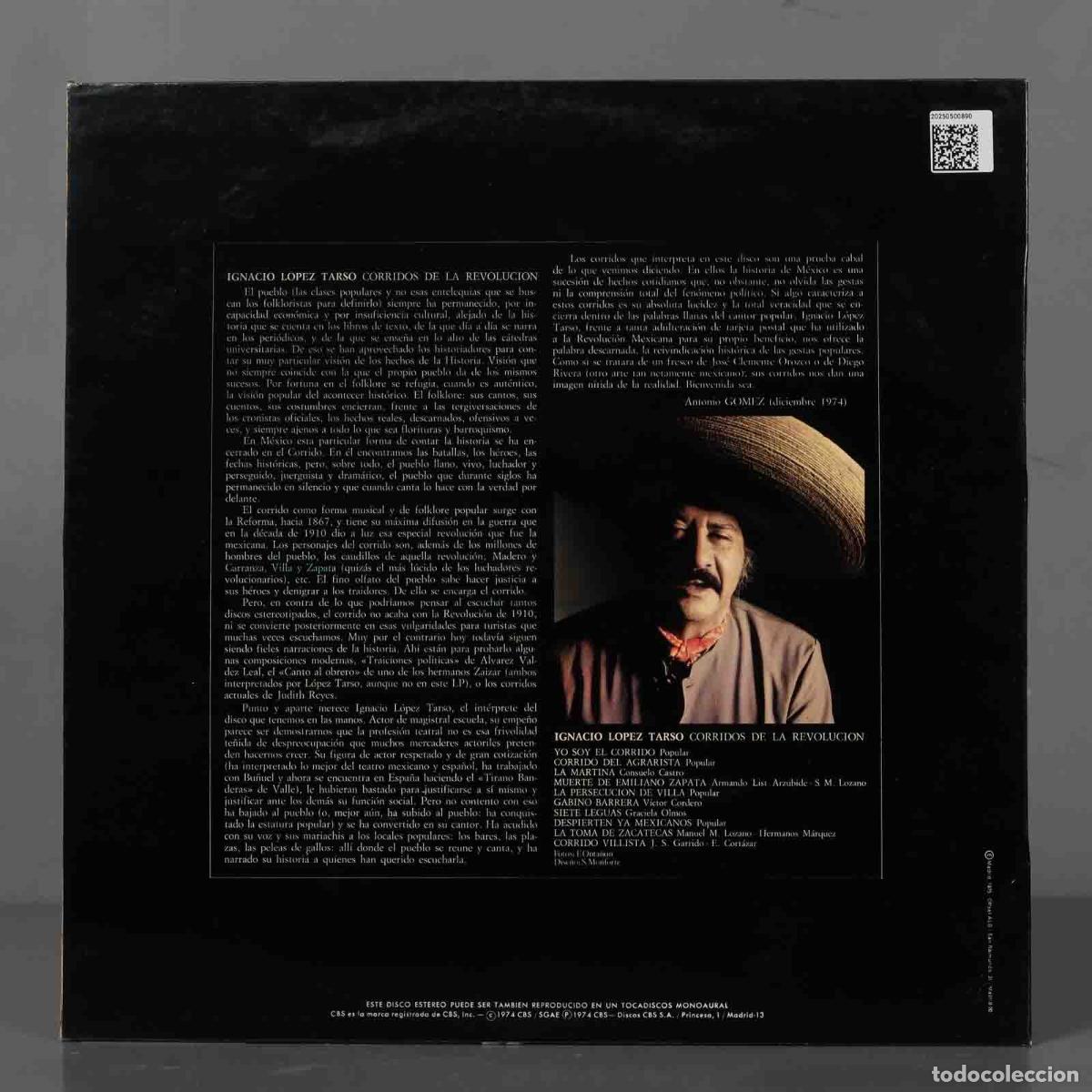 Discos de vinilo: LP. Ignacio Lopez Tarso &ndash; Corridos De La Revoluci&oacute;n - Foto 2