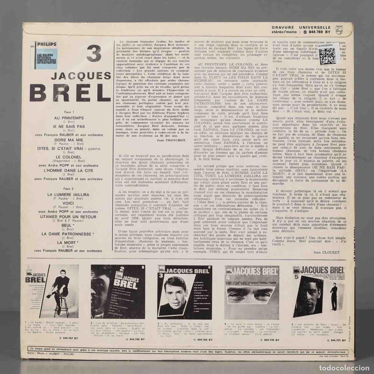Discos de vinilo: LP. Jacques Brel &ndash; 3 - Foto 2