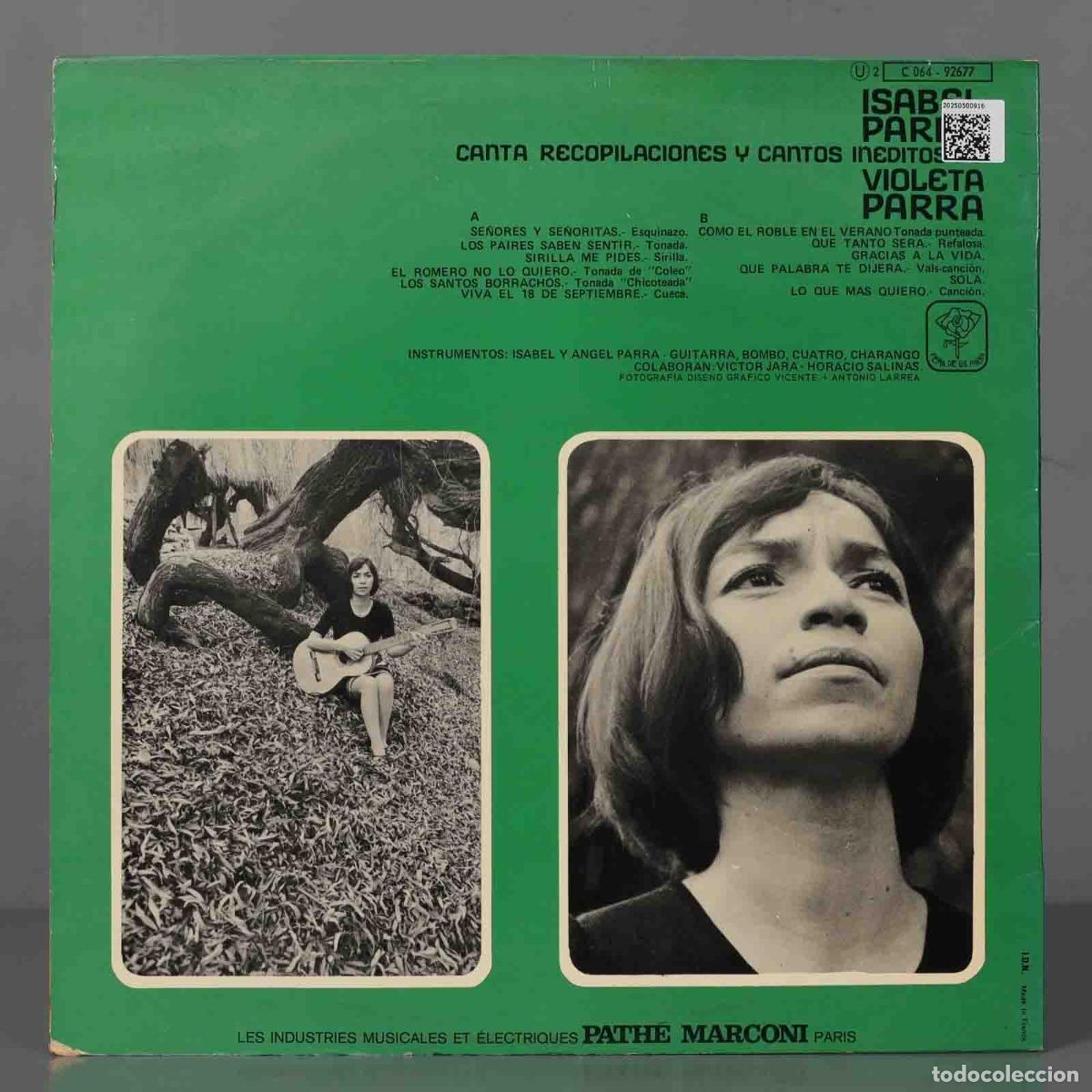 Discos de vinilo: LP. Isabel Parra &ndash; Violeta Parra - Foto 2