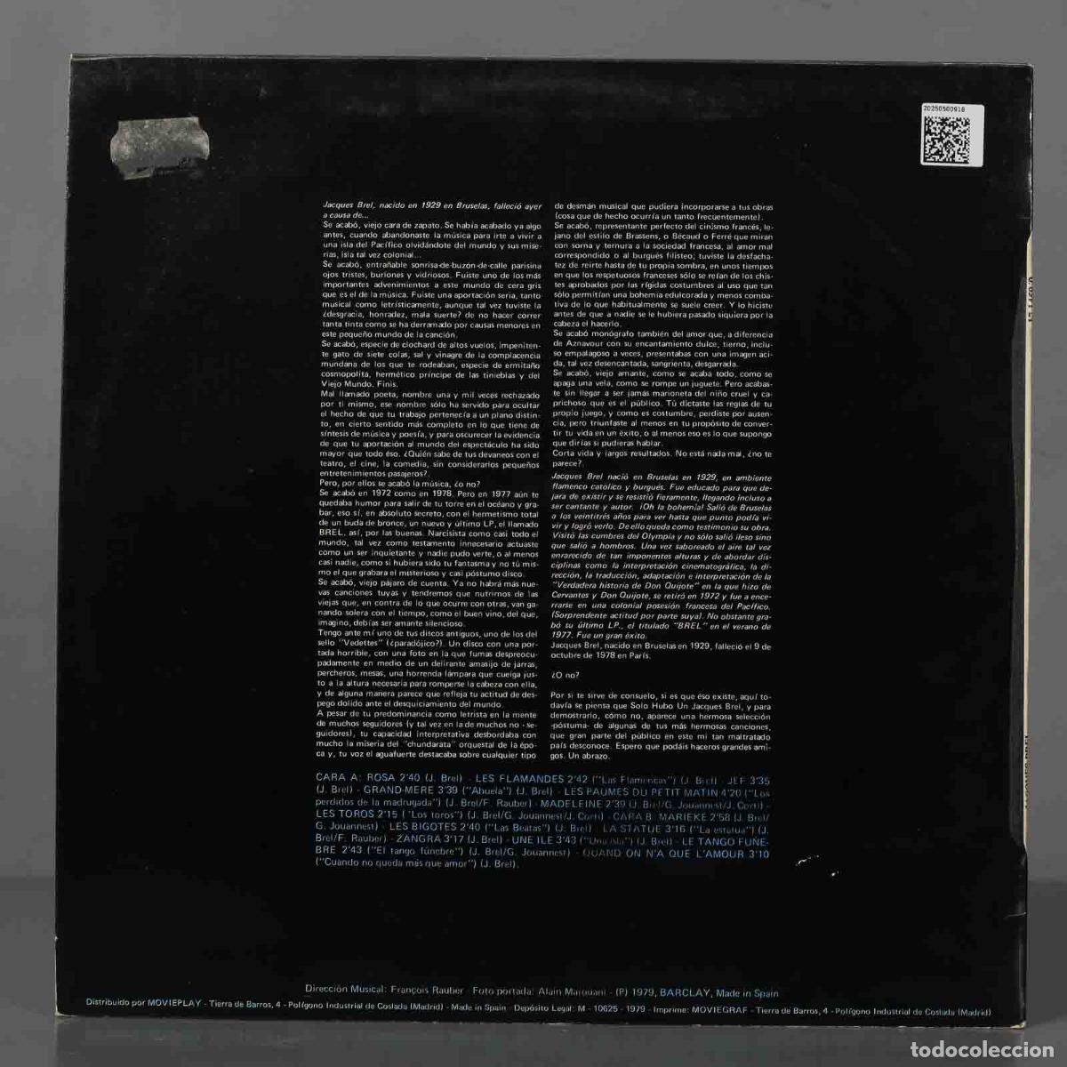 Discos de vinilo: LP. Jacques Brel &ndash; Solo Hubo Un Jacques Brel Vol. 2 - Foto 2
