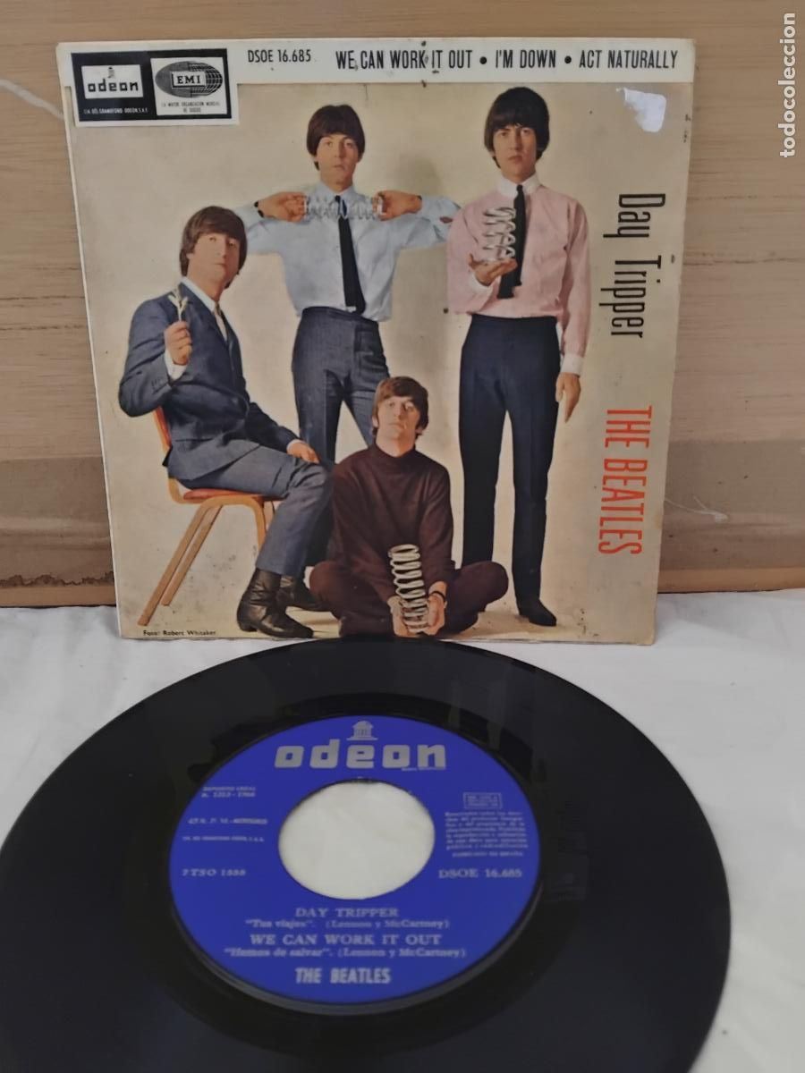 Discos de vinilo: THE BEATLES. DAY TRIPPER + 3. EP ODEON 1966. - Foto 1