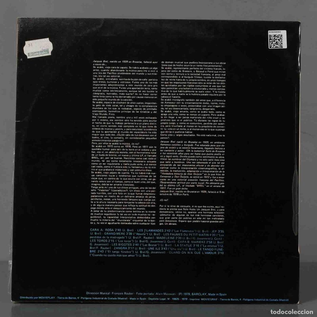 Discos de vinilo: LP. Jacques Brel &ndash; Solo Hubo Un Jacques Brel Vol. 2 - Foto 2