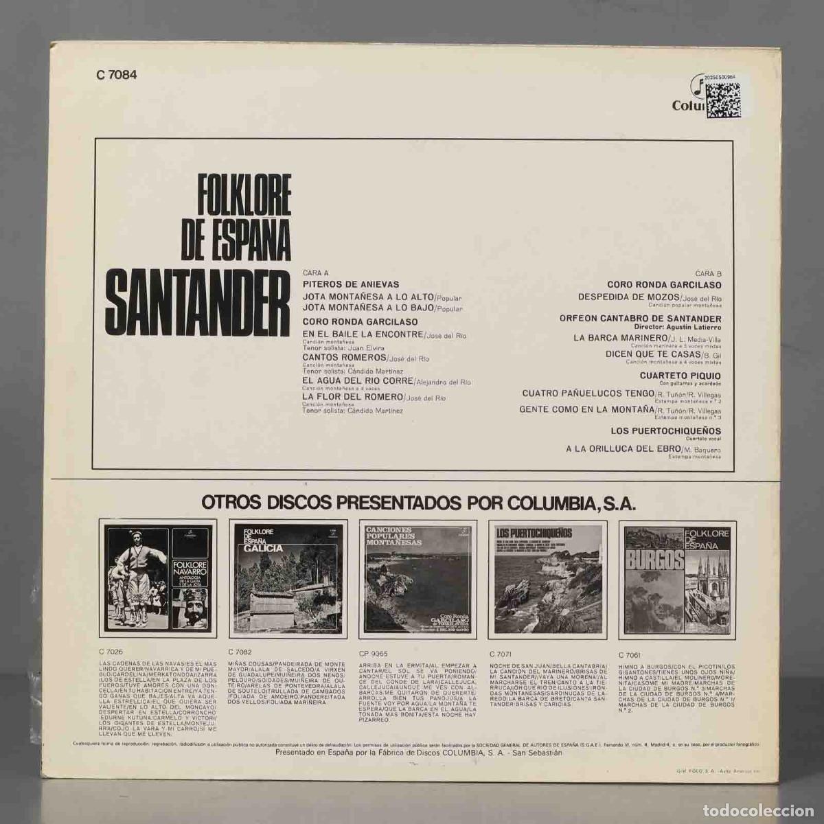Discos de vinilo: LP. Various &ndash; Folklore de Espa&ntilde;a Santander - Foto 2