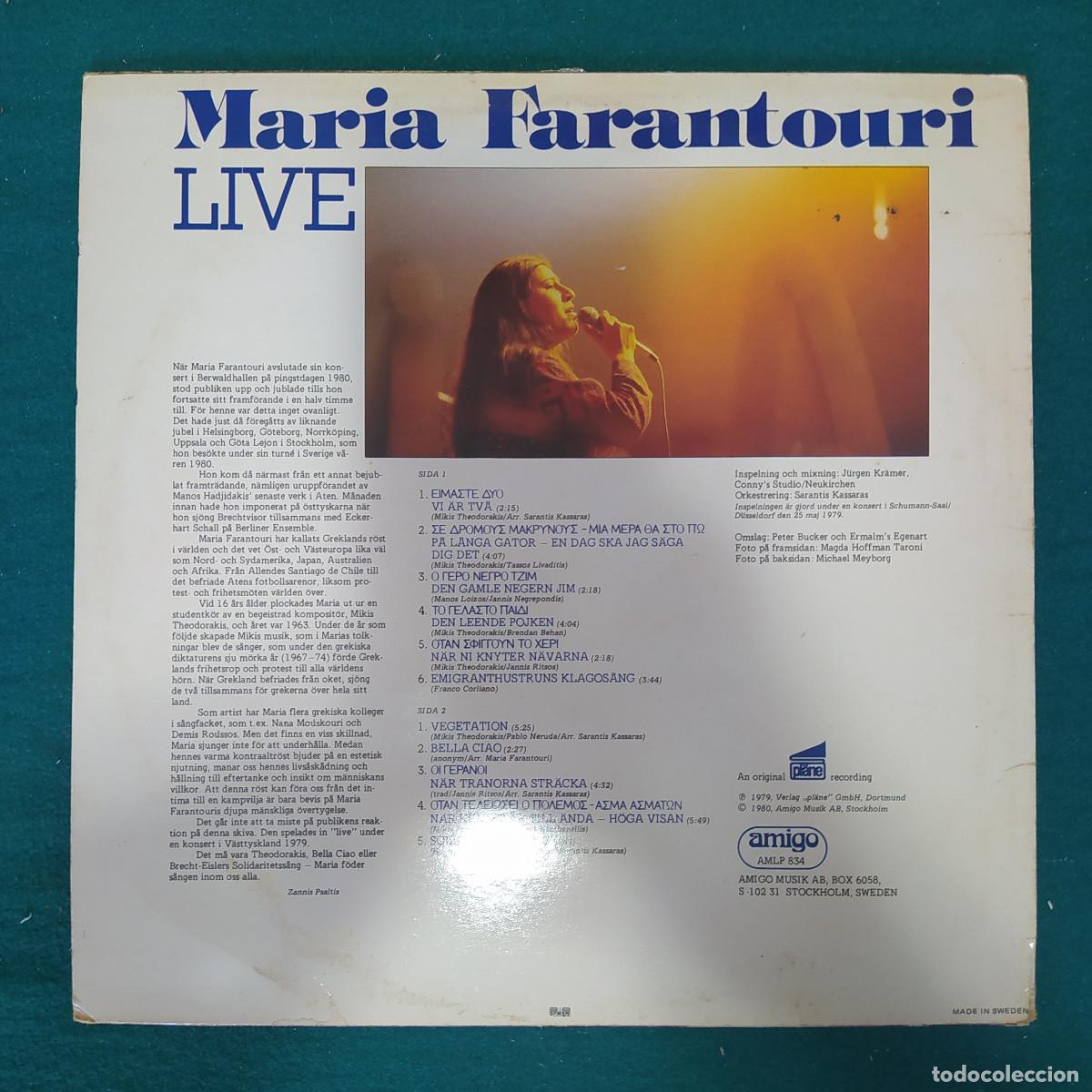 Discos de vinilo: Maria Farantouri &ndash; Live - Foto 2