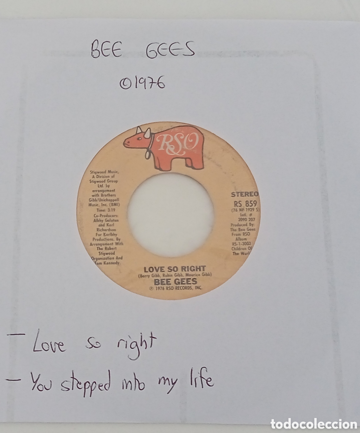 Discos de vinilo: BEE GEES - Love so right (1976) single - Foto 5