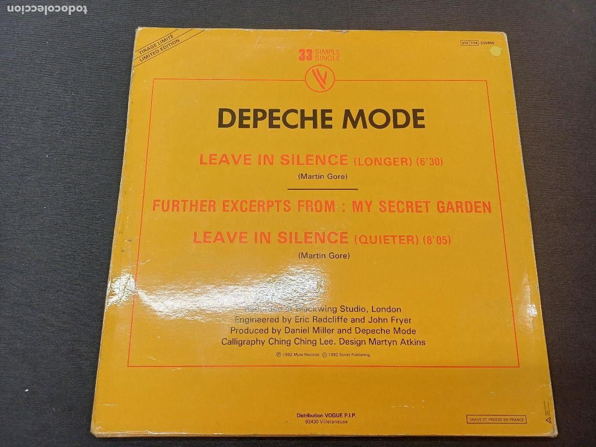 Discos de vinilo: DEPECHE MODE/LEAVE IN SILENCE/VINILO MAXI. - Foto 4