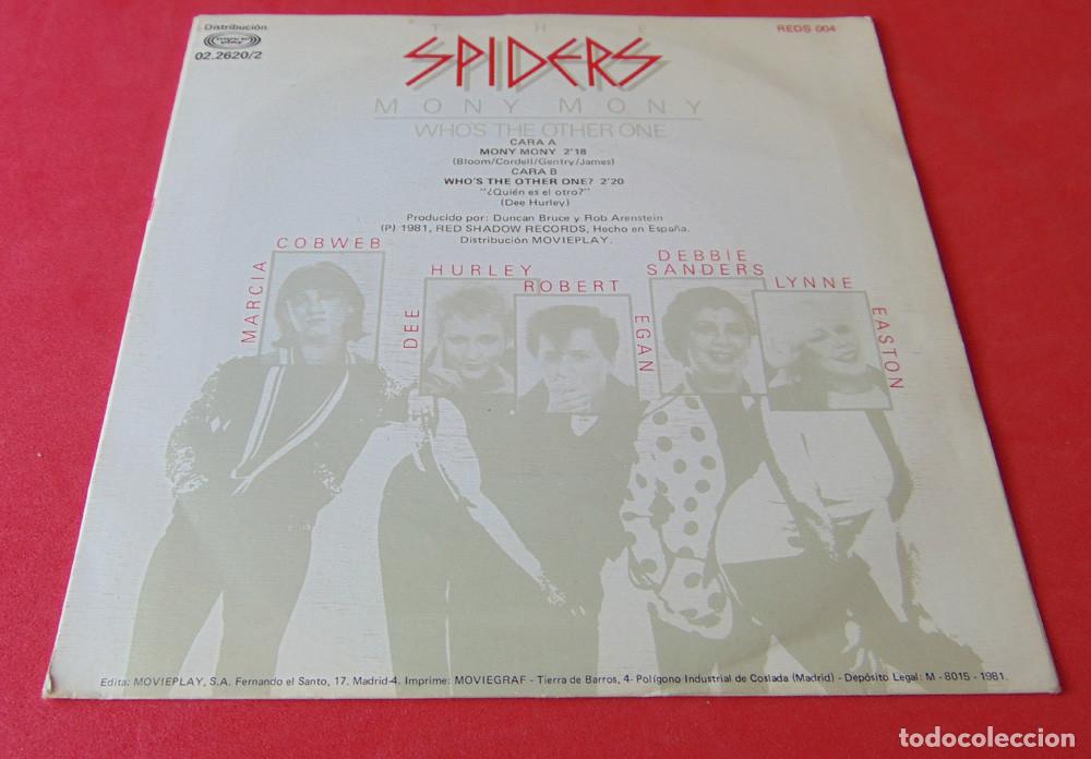 Discos de vinilo: SPIDERS - MONY MONY - SINGLE PROMO 1981 - Foto 3