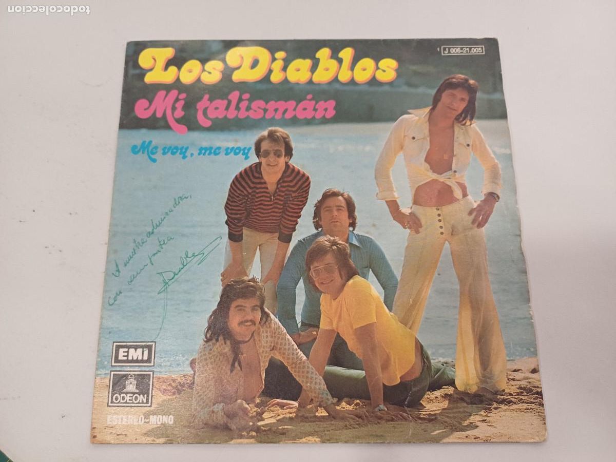 Discos de vinilo: LOS DIABLOS/MI TALISMAN/SINGLE FIRMADO&iexcl;&iexcl;&iexcl;&iexcl;&iexcl;. - Foto 1