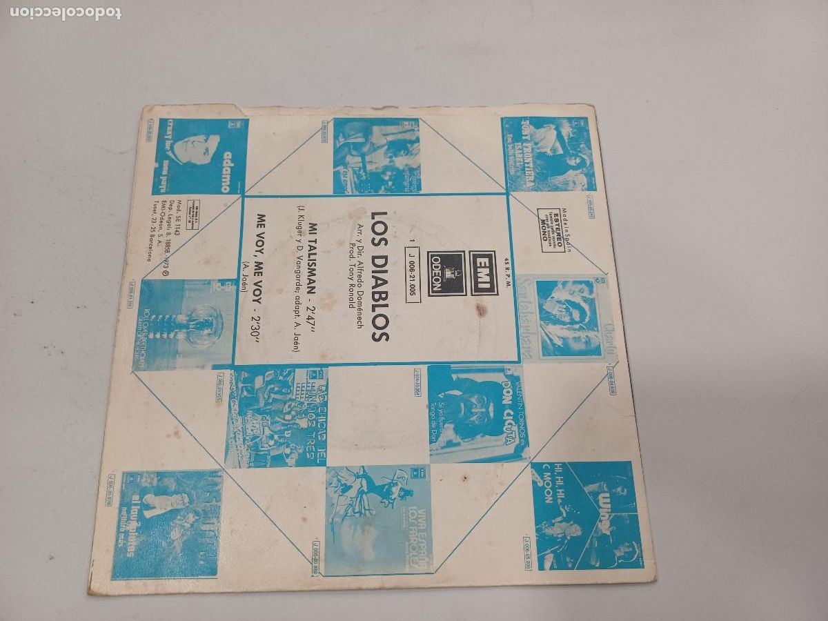 Discos de vinilo: LOS DIABLOS/MI TALISMAN/SINGLE FIRMADO&iexcl;&iexcl;&iexcl;&iexcl;&iexcl;. - Foto 4