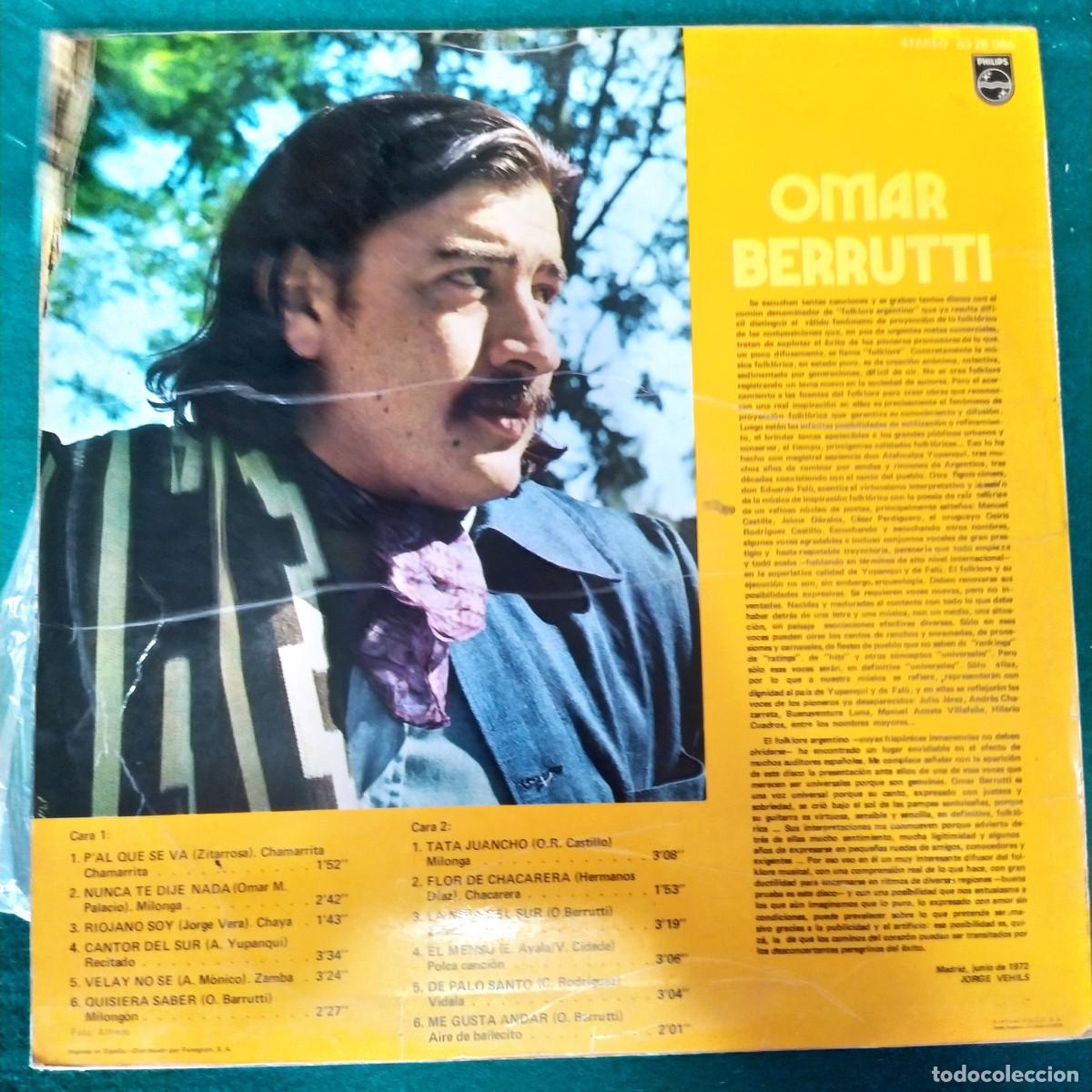 Discos de vinilo: CANCIONES DEL FOLKLORE ARGENTINO EN LA VOZ DE BERRUTI - Foto 2