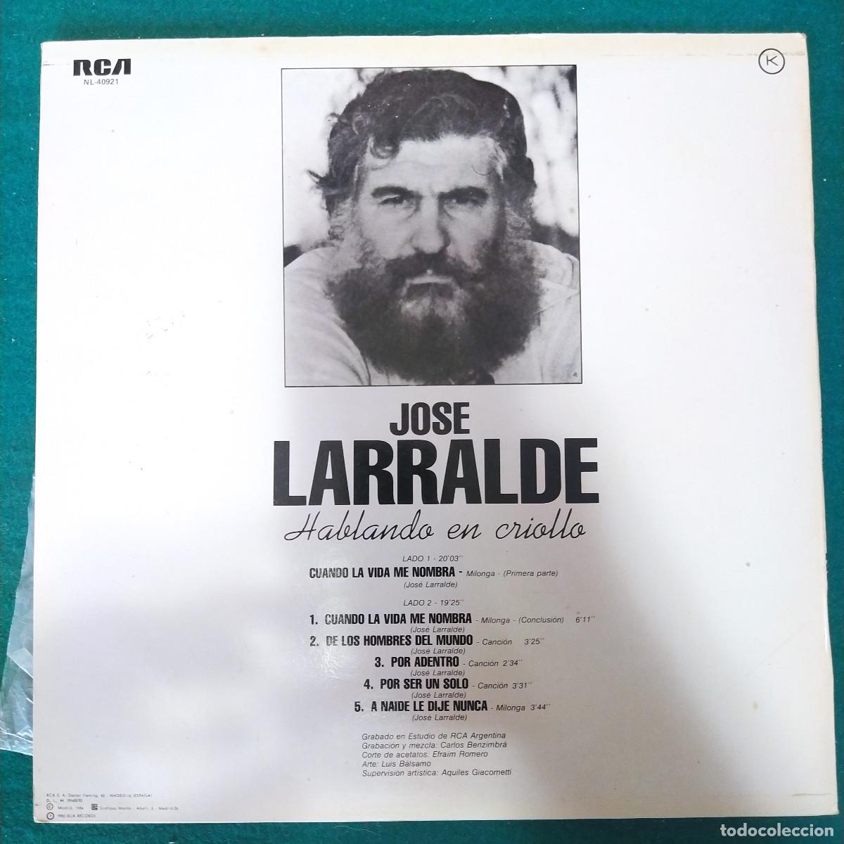 Discos de vinilo: Jos&eacute; Larralde &ndash; Hablando En Criollo - Foto 2