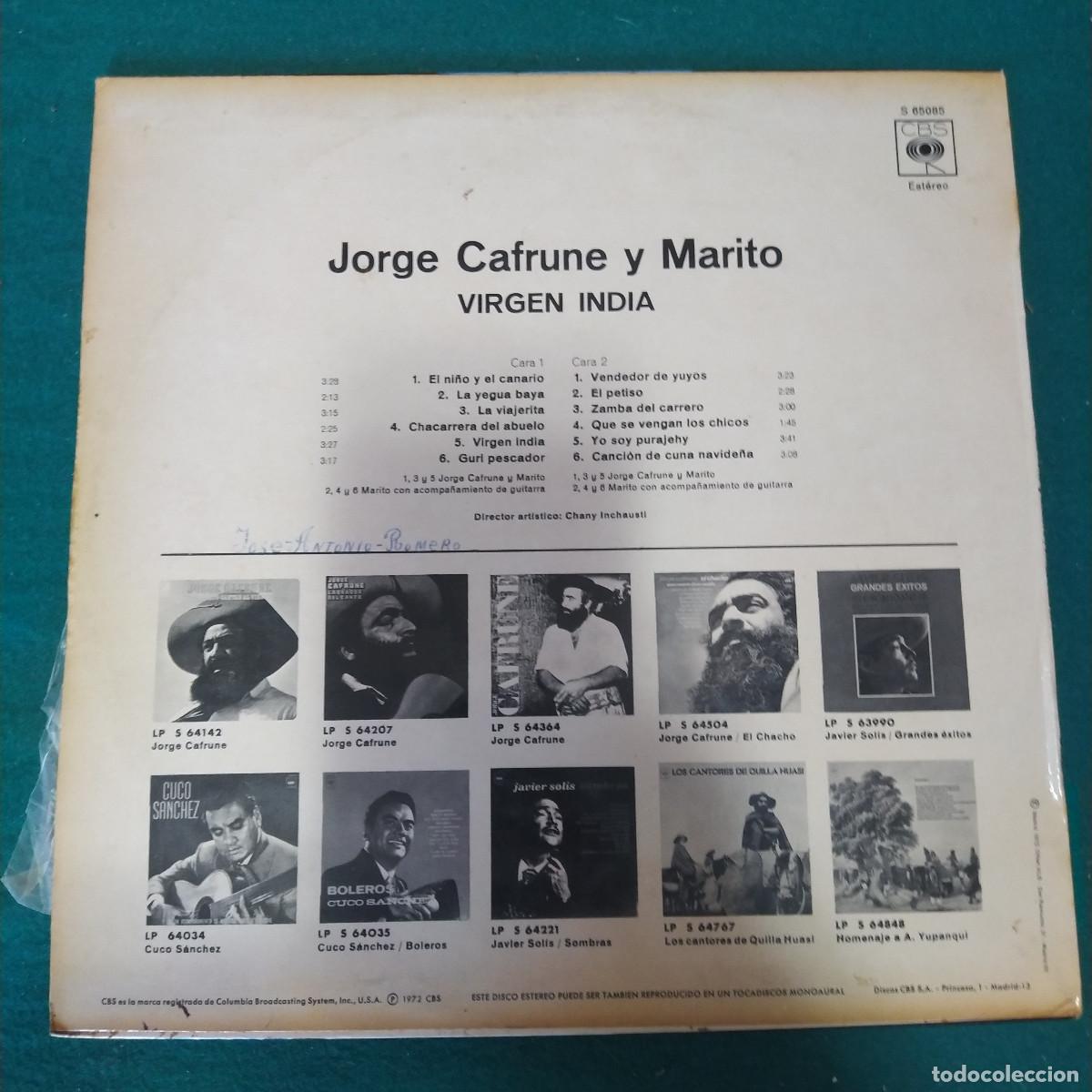Discos de vinilo: Jorge Cafrune Y Marito* &ndash; Virgen India - Foto 2