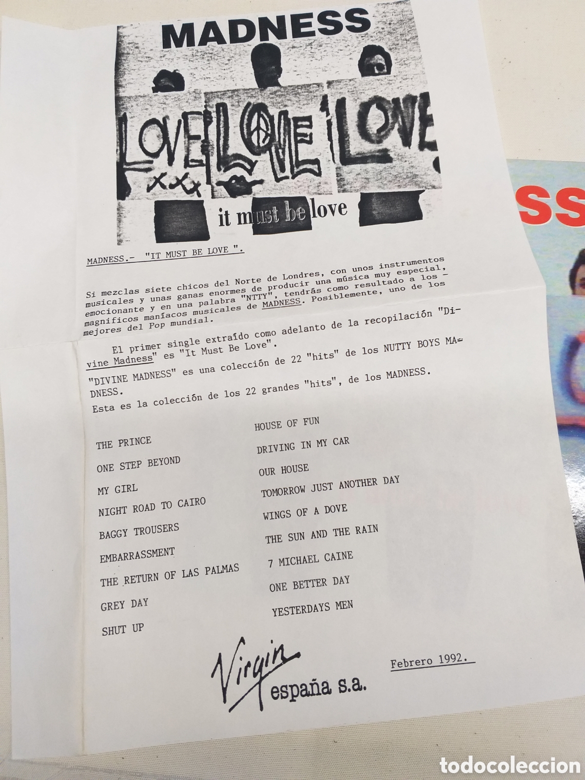 Discos de vinilo: Disco vinilo single MADNESS. It must be Love. - Foto 2