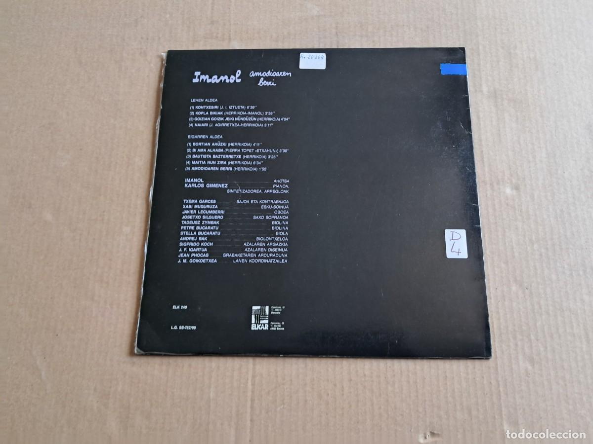 Discos de vinilo: IMANOL - AMODIOAREN BERRI LP 1990 - Foto 5