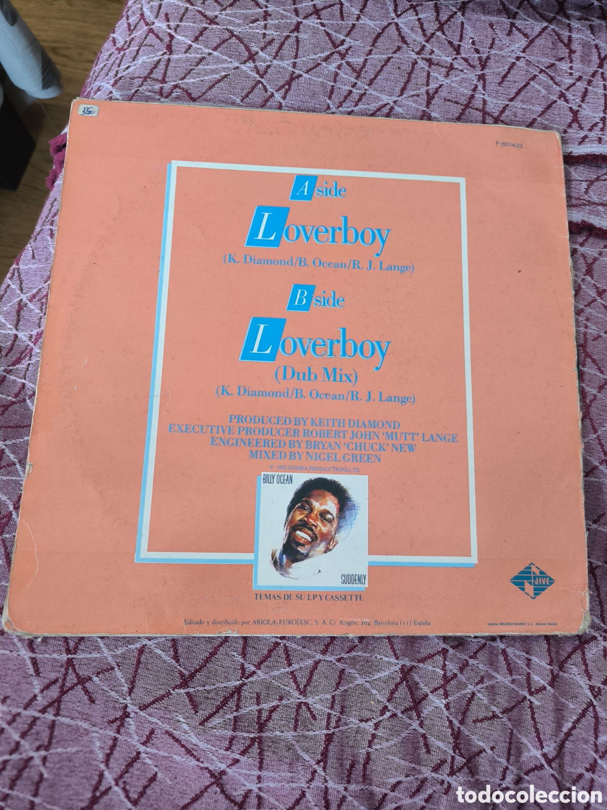 Discos de vinilo: VINILO Billy Ocean, canci&oacute;n Loverboy. - Foto 2